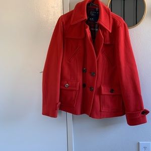 👛American Eagle red wool blend pea coat size XL